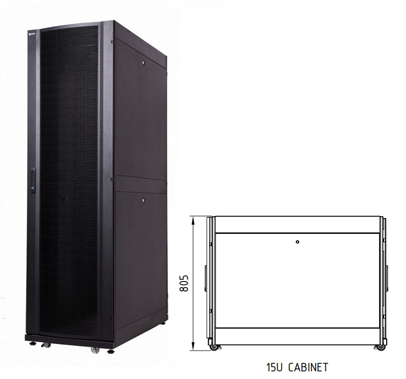 Vietrack V-Series Server Cabinet 15U 600 x 800, Black (VRV15-680)